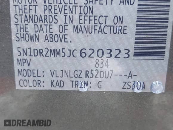 2018 Nissan Pathfinder SL с VIN 5N1DR2MM5JC620323, выставлен на аукционе IAAI как лот 42579417 с пробегом 104 623 миль миль и . История ставок и продаж доступна на DreamBid. Изображение 9.