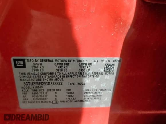 2016 GMC Sierra 1500 SLE с VIN 3GTU2MEC9GG328822, выставлен на аукционе Copart как лот 65358125 с пробегом 119 188 миль миль и Списание • Salvage title. История ставок и продаж доступна на DreamBid. Изображение 12.