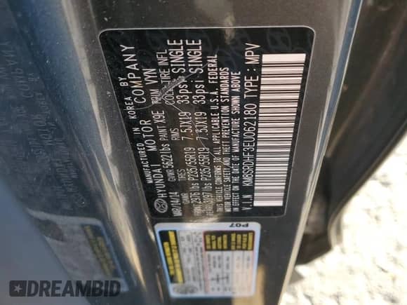 2014 Hyundai Santa Fe Limited with VIN KM8SRDHF3EU062180, listed as a Copart auction lot 82489075 with 173,143 mi miles and Salvage title. Bid and sale history available at DreamBid. Image 13.