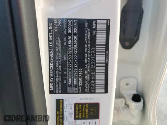 2018 Mercedes-Benz GLS 450 с VIN 4JGDF6EE1JB091093, выставлен на аукционе Copart как лот 69944925 с пробегом 85 112 миль миль и Списание • Salvage title. История ставок и продаж доступна на DreamBid. Изображение 13.