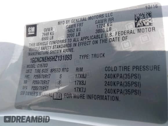 2017 Chevrolet Silverado 1500 Work Truck с VIN 1GCNCNEH6HZ131093, выставлен на аукционе IAAI как лот 42472782 с пробегом 78 334 миль миль и . История ставок и продаж доступна на DreamBid. Изображение 9.