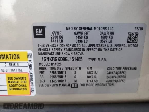 2016 Chevrolet Traverse LT z VIN 1GNKRGKD9GJ151485, wystawiony jako Copart lot #85566224 z przebiegiem 101 112 mil mil oraz Szkoda całkowita • Salvage title. Historia ofert i sprzedaży dostępna na DreamBid. Obrazek 13.
