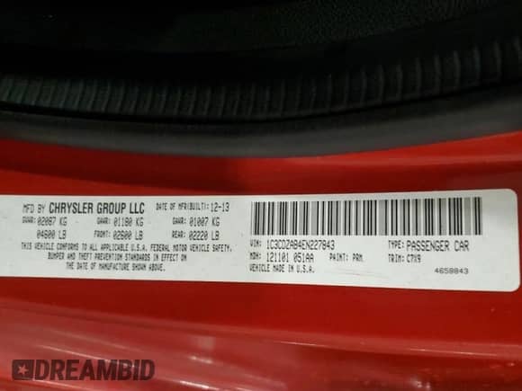 2014 Dodge Avenger SE with VIN 1C3CDZAB4EN227843, listed as a Copart auction lot 81442575 with 92,406 mi miles and Salvage title. Bid and sale history available at DreamBid. Image 12.