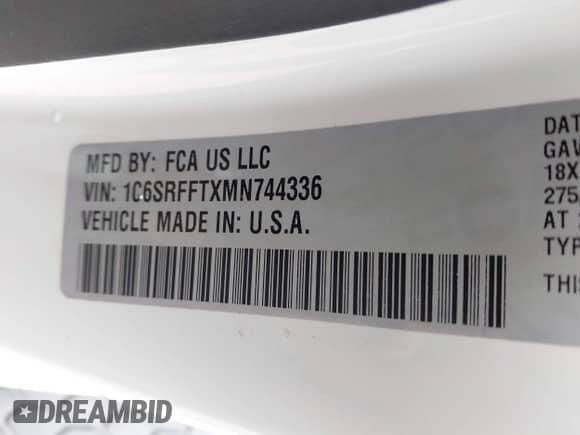 2021 Ram 1500 Lone Star с VIN 1C6SRFFTXMN744336, выставлен на аукционе IAAI как лот 42200189 с пробегом 82 801 миль миль и . История ставок и продаж доступна на DreamBid. Изображение 9.