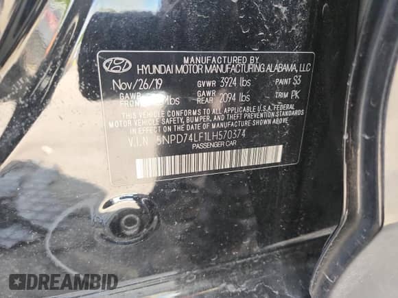 2020 Hyundai Elantra SE с VIN 5NPD74LF1LH570374, выставлен на аукционе Copart как лот 85641115 с пробегом 98 520 миль миль и На запчасти • Non repairable. История ставок и продаж доступна на DreamBid. Изображение 12.