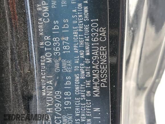 2010 Hyundai Accent GS z VIN KMHCM3AC9AU163201, wystawiony jako Copart lot #67979735 z przebiegiem 136 198 mil mil oraz Szkoda całkowita • Salvage title. Historia ofert i sprzedaży dostępna na DreamBid. Obrazek 12.