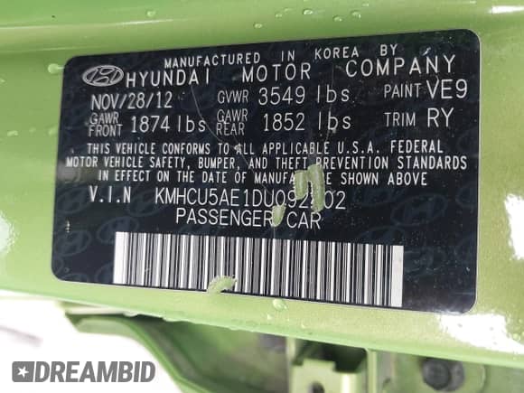 2013 Hyundai Accent SE с VIN KMHCU5AE1DU092402, выставлен на аукционе IAAI как лот 42884754 с пробегом 139 926 миль миль и . История ставок и продаж доступна на DreamBid. Изображение 9.
