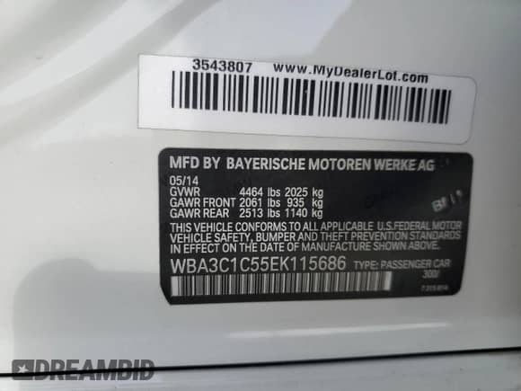 2014 BMW 3 Series 328i с VIN WBA3C1C55EK115686, выставлен на аукционе Copart как лот 82491635 с пробегом 113 929 миль миль и Списание • Salvage title. История ставок и продаж доступна на DreamBid. Изображение 13.