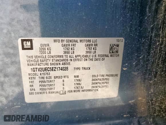 2014 GMC Sierra 1500 SLE z VIN 1GTV2UEC5EZ174028, wystawiony jako Copart lot #71157655 z przebiegiem 121 839 mil mil oraz Szkoda całkowita • Salvage title. Historia ofert i sprzedaży dostępna na DreamBid. Obrazek 12.