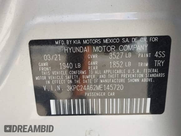 2021 Hyundai Accent SE с VIN 3KPC24A62ME145720, выставлен на аукционе IAAI как лот 43087286 с пробегом 24 710 миль миль и . История ставок и продаж доступна на DreamBid. Изображение 9.