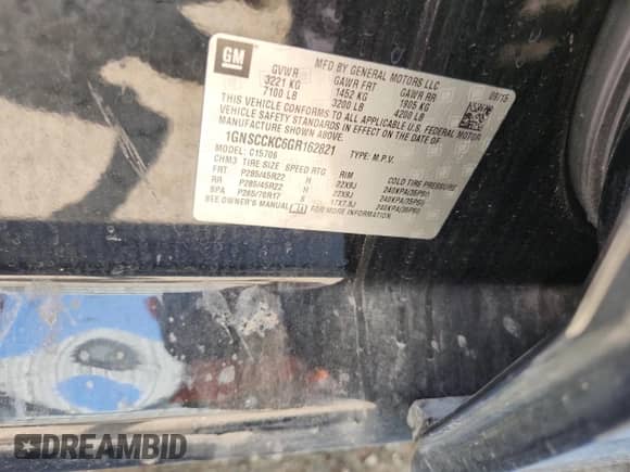 2016 Chevrolet Tahoe LTZ with VIN 1GNSCCKC6GR162821, listed as a Copart auction lot 80615205 with 211,425 mi miles and Clean title. Bid and sale history available at DreamBid. Image 13.