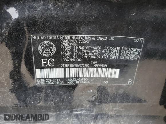 2011 Toyota RAV4 Sport with VIN 2T3RF4DV2BW172290, listed as a Copart auction lot 48849175 with 331,585 mi miles and Salvage title. Bid and sale history available at DreamBid. Image 13.