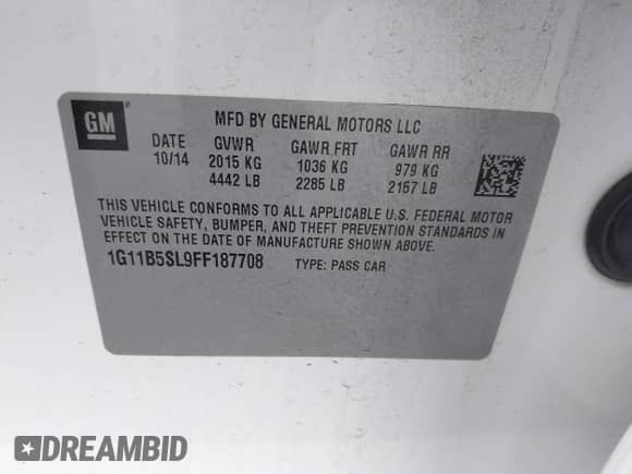 2015 Chevrolet Malibu LS с VIN 1G11B5SL9FF187708, выставлен на аукционе IAAI как лот 43188770 с пробегом 132 343 миль миль и . История ставок и продаж доступна на DreamBid. Изображение 9.