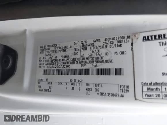 2012 Ford Econoline Cargo Super Duty Commercial с VIN 1FTSE3EL2CDA52905, выставлен на аукционе IAAI как лот 41515331 с пробегом 143 857 миль миль и . История ставок и продаж доступна на DreamBid. Изображение 9.