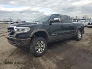 2020 Ram 1500 Longhorn with VIN 1C6SRFKT5LN393744, listed as a Copart auction lot 43413855 with 57,380 mi miles and Non repairable. Bid and sale history available at DreamBid. Image 1.