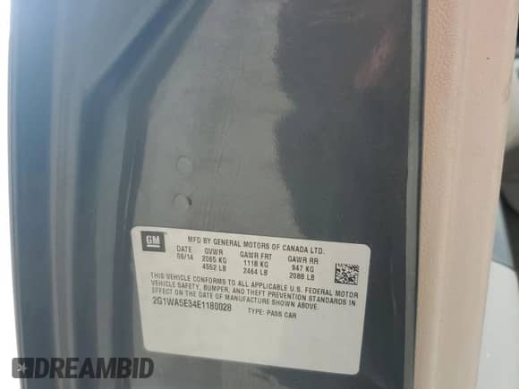 2014 Chevrolet Impala LS с VIN 2G1WA5E34E1180028, выставлен на аукционе Copart как лот 68910875 с пробегом 105 662 миль миль и Списание • Salvage title. История ставок и продаж доступна на DreamBid. Изображение 12.