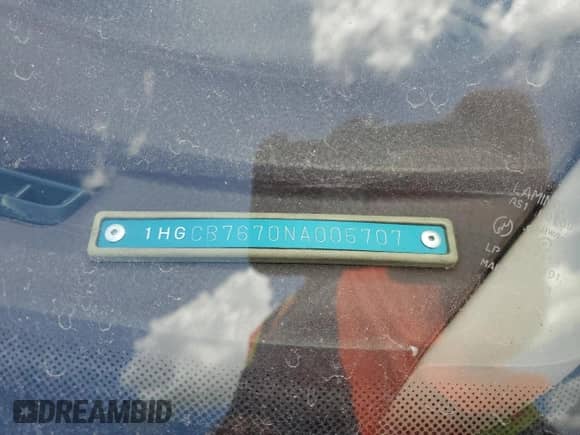 1992 Honda Accord with VIN 1HGCB7670NA005707, listed as a Copart auction lot 66297525 with 90,163 mi miles and Clean title. Bid and sale history available at DreamBid. Image 12.