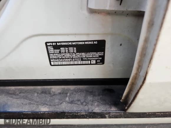 2022 BMW 4 Series 430i с VIN WBA63AV06NFL97022, выставлен на аукционе Copart как лот 65247025 с пробегом 56 201 миль миль и Списание • Salvage title. История ставок и продаж доступна на DreamBid. Изображение 13.