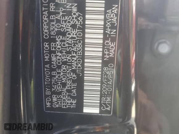 2012 Toyota Prius Four z VIN JTDKDTB38C1017567, wystawiony jako Copart lot #82475275 z przebiegiem 222 813 mil mil oraz Szkoda całkowita • Salvage title. Historia ofert i sprzedaży dostępna na DreamBid. Obrazek 12.