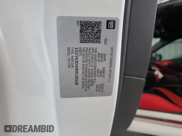 2022 Chevrolet Corvette 1LT с VIN 1G1YA3D45N5120149, выставлен на аукционе Copart как лот 53785045 с пробегом 57 701 миль миль и Списание • Salvage title. История ставок и продаж доступна на DreamBid. Изображение 12.