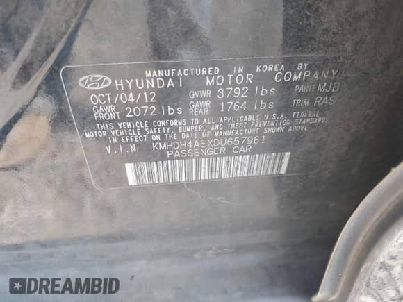 2013 Hyundai Elantra GLS с VIN KMHDH4AEXDU657961, выставлен на аукционе IAAI как лот 43108208 с пробегом 219 993 миль миль и . История ставок и продаж доступна на DreamBid. Изображение 9.
