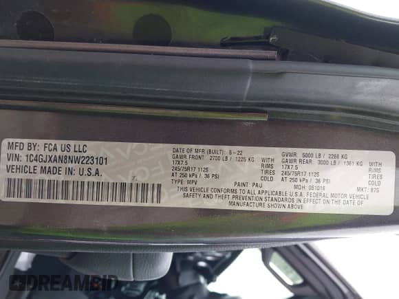 2022 Jeep Wrangler Willys Sport с VIN 1C4GJXAN8NW223101, выставлен на аукционе IAAI как лот 42145620 с пробегом 42 831 миль миль и . История ставок и продаж доступна на DreamBid. Изображение 9.