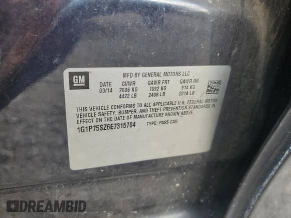 2014 Chevrolet Cruze Diesel with VIN 1G1P75SZ6E7315704, listed as a Copart auction lot 83843385 with 231,453 mi miles and Clean title. Bid and sale history available at DreamBid. Image 12.