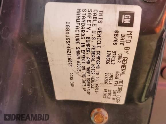 2006 Saturn ION with VIN 1G8AJ55F46Z116876, listed as a Copart auction lot 69467074 with 174,248 mi miles and Salvage title. Bid and sale history available at DreamBid. Image 12.