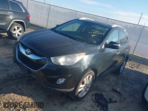 2011 Hyundai Tucson Limited with VIN KM8JU3AC0BU295417, listed as a IAAI auction lot 42843547 with 173,154 mi miles and . Bid and sale history available at DreamBid. Image 2.