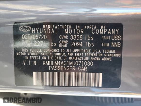 2021 Hyundai Elantra SEL z VIN KMHLM4AG1MU071030, wystawiony jako Copart lot #85767735 z przebiegiem 53 562 mil mil oraz Szkoda całkowita • Salvage title. Historia ofert i sprzedaży dostępna na DreamBid. Obrazek 12.