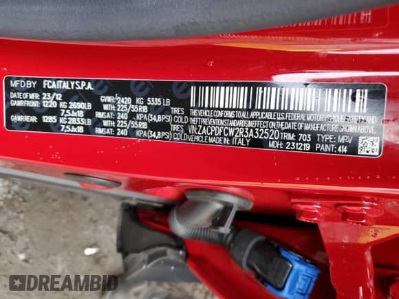 2024 Dodge Hornet R/T with VIN ZACPDFCW2R3A32520, listed as a Copart auction lot 64542664 with 2,059 mi miles and Salvage title. Bid and sale history available at DreamBid. Image 14.