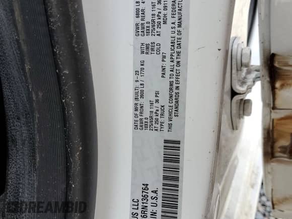 2024 Ram 1500 Big Horn with VIN 1C6RRFBG6RN136764, listed as a Copart auction lot 46707765 with 20,976 mi miles and Salvage title. Bid and sale history available at DreamBid. Image 13.