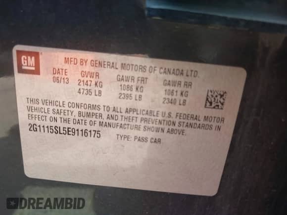 2014 Chevrolet Impala LT с VIN 2G1115SL5E9116175, выставлен на аукционе IAAI как лот 43134266 с пробегом 157 961 миль миль и . История ставок и продаж доступна на DreamBid. Изображение 9.