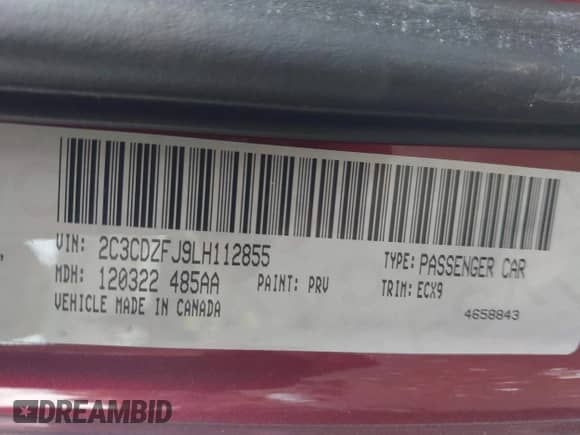 2020 Dodge Challenger R/T Scat Pack с VIN 2C3CDZFJ9LH112855, выставлен на аукционе IAAI как лот 43377860 с пробегом Не указан миль и . История ставок и продаж доступна на DreamBid. Изображение 9.