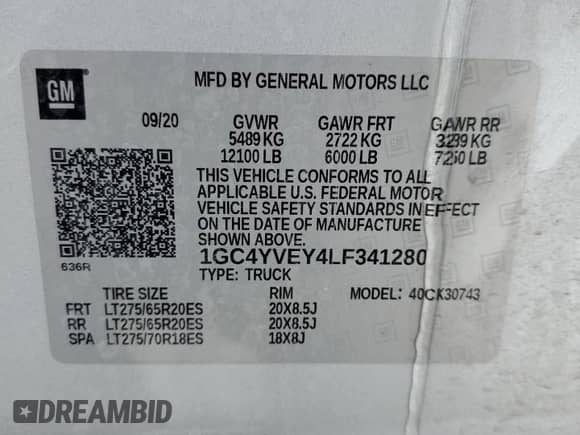 2020 Chevrolet Silverado 3500HD High Country с VIN 1GC4YVEY4LF341280, выставлен на аукционе Copart как лот 41398705 с пробегом Не указан миль и На запчасти • Non repairable. История ставок и продаж доступна на DreamBid. Изображение 12.