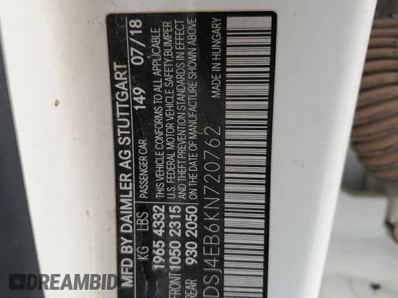 2019 Mercedes-Benz CLA 250 с VIN WDDSJ4EB6KN720762, выставлен на аукционе Copart как лот 67242015 с пробегом 89 686 миль миль и Списание • Salvage title. История ставок и продаж доступна на DreamBid. Изображение 12.