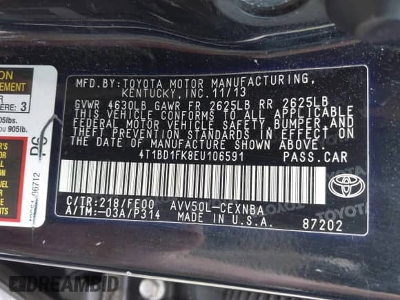 2014 Toyota Camry LE с VIN 4T1BD1FK8EU106591, выставлен на аукционе IAAI как лот 42989238 с пробегом 231 165 миль миль и . История ставок и продаж доступна на DreamBid. Изображение 9.