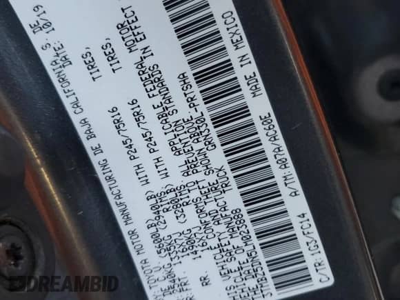 2020 Toyota Tacoma SR5 с VIN 3TMBZ5DN5LM023888, выставлен на аукционе Copart как лот 84208174 с пробегом 131 858 миль миль и Списание • Salvage title. История ставок и продаж доступна на DreamBid. Изображение 14.