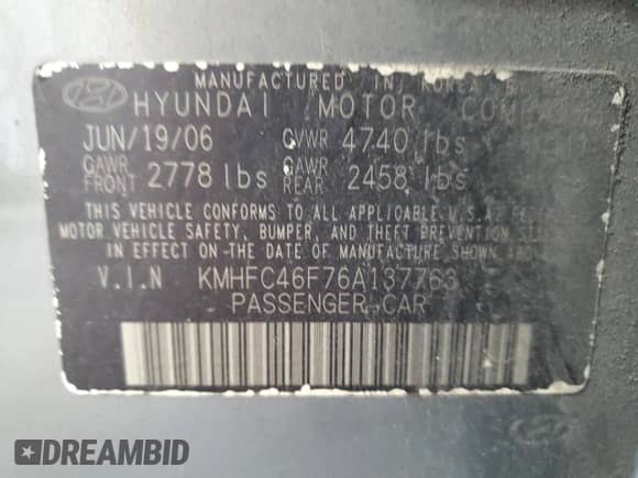 2006 Hyundai Azera SE с VIN KMHFC46F76A137763, выставлен на аукционе Copart как лот 82267215 с пробегом 146 719 миль миль и Списание • Salvage title. История ставок и продаж доступна на DreamBid. Изображение 12.