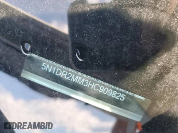 2017 Nissan Pathfinder S с VIN 5N1DR2MM3HC909825, выставлен на аукционе Copart как лот 65070325 с пробегом 96 153 миль миль и Списание • Salvage title. История ставок и продаж доступна на DreamBid. Изображение 13.