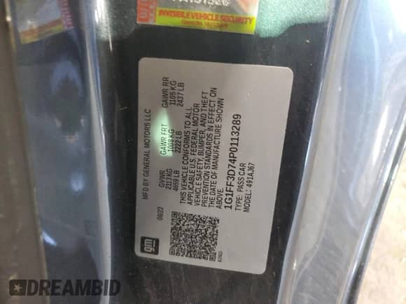 2023 Chevrolet Camaro LT1 с VIN 1G1FF3D74P0113289, выставлен на аукционе Copart как лот 43346885 с пробегом Не указан миль и Чистый • Clean title. История ставок и продаж доступна на DreamBid. Изображение 13.