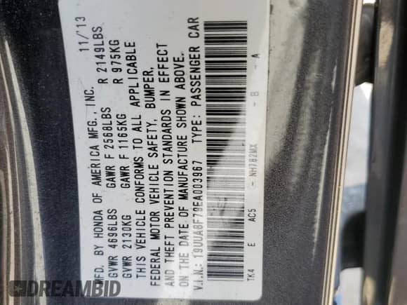 2014 Acura TL Advance с VIN 19UUA8F79EA003967, выставлен на аукционе Copart как лот 62749795 с пробегом 112 593 миль миль и Списание • Salvage title. История ставок и продаж доступна на DreamBid. Изображение 12.