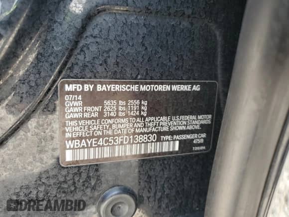 2015 BMW 7 Series 740Li z VIN WBAYE4C53FD138830, wystawiony jako Copart lot #60866995 z przebiegiem 190 317 mil mil oraz Czysty tytuł • Clean title. Historia ofert i sprzedaży dostępna na DreamBid. Obrazek 12.