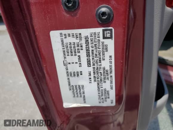 2005 Chevrolet Venture LS с VIN 1GNDV23E65D128353, выставлен на аукционе Copart как лот 66929005 с пробегом 164 517 миль миль и Чистый • Clean title. История ставок и продаж доступна на DreamBid. Изображение 12.