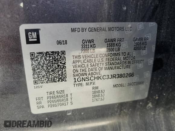 2018 Chevrolet Suburban LT с VIN 1GNSCHKC3JR380266, выставлен на аукционе Copart как лот 84815695 с пробегом 162 375 миль миль и На запчасти • Non repairable. История ставок и продаж доступна на DreamBid. Изображение 13.
