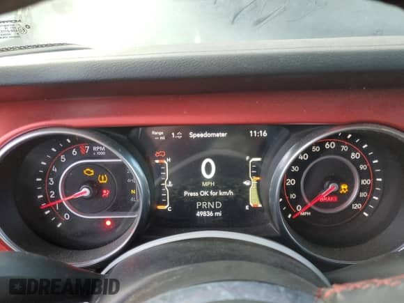 2020 Jeep Wrangler Rubicon with VIN 1C4HJXCG0LW194810, listed as a Copart auction lot 87317364 with 49,836 mi miles and Salvage title. Bid and sale history available at DreamBid. Image 9.