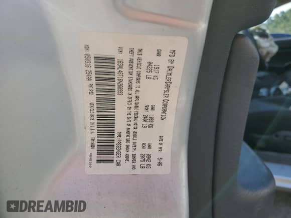 2006 Dodge Stratus SXT with VIN 1B3AL46T16N268993, listed as a Copart auction lot 66486385 with 151,564 mi miles and Salvage title. Bid and sale history available at DreamBid. Image 12.