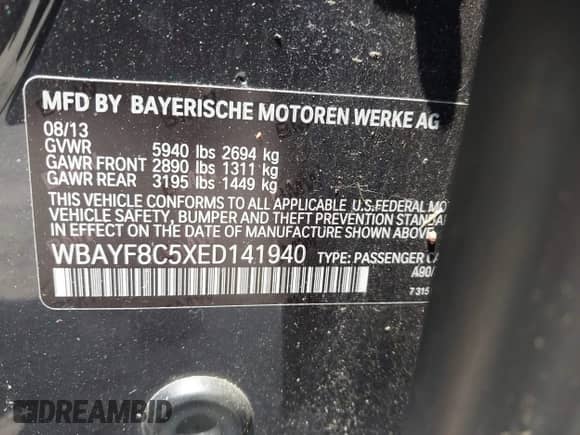 2014 BMW 7 Series ALPINA B7 xDrive with VIN WBAYF8C5XED141940, listed as a IAAI auction lot 42494202 with 109,019 mi miles and . Bid and sale history available at DreamBid. Image 9.