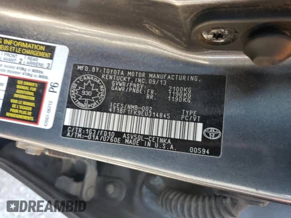 2014 Toyota Camry SE с VIN 4T1BF1FK9EU314845, выставлен на аукционе Copart как лот 84182545 с пробегом 261 398 миль миль и Списание • Salvage title. История ставок и продаж доступна на DreamBid. Изображение 13.