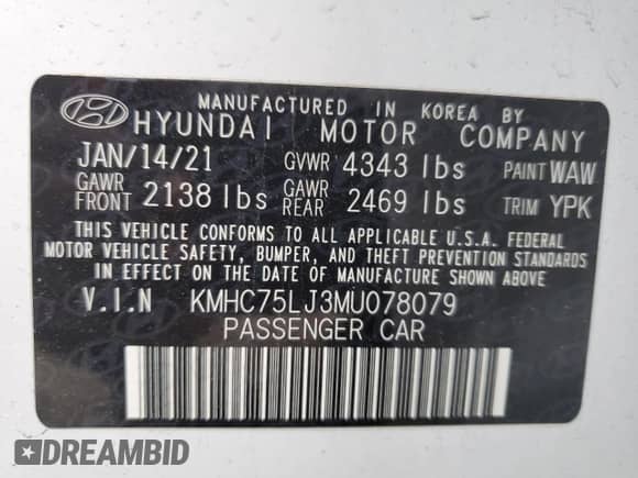 2021 Hyundai Ioniq SE с VIN KMHC75LJ3MU078079, выставлен на аукционе Copart как лот 44287254 с пробегом 19 270 миль миль и . История ставок и продаж доступна на DreamBid. Изображение 12.